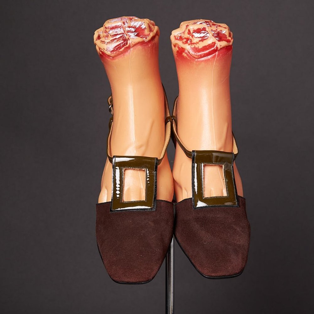 1970s Ro-Man Mod Suede Slingback Heels - Picture 6 of 7